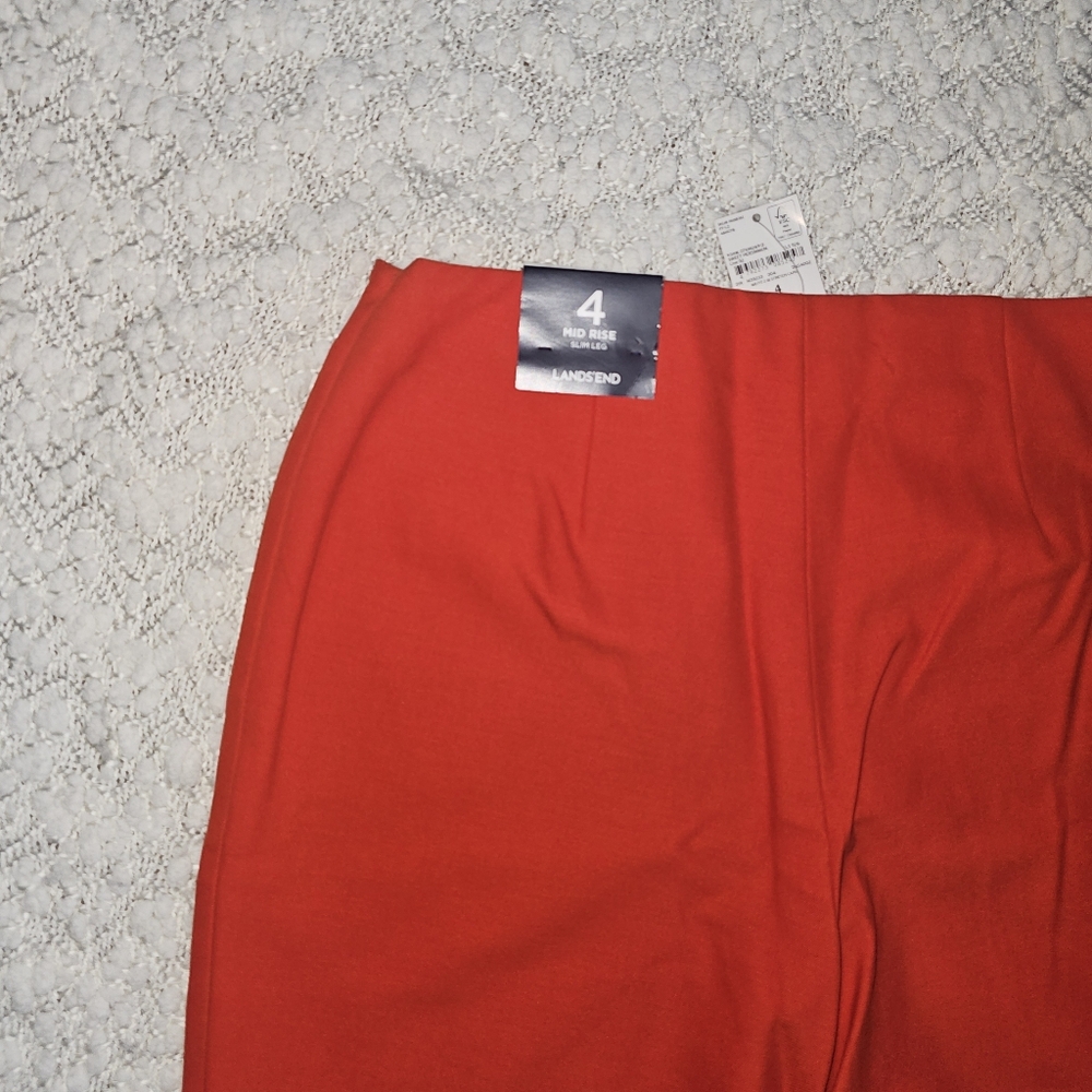 NWT Lands' End Mid-Rise Bi-Stretch Cropped Capri Pants Orange Size 4 - Picture 7 of 9